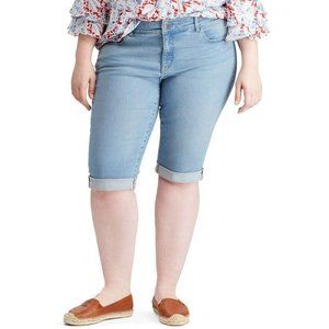 NWT WOMEN'S CHAPS DENIM CUFFED BERMUDA SHORTS (24W)